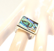 925 Sterling Silver and Abalone Statement Ring 9.13g TW 