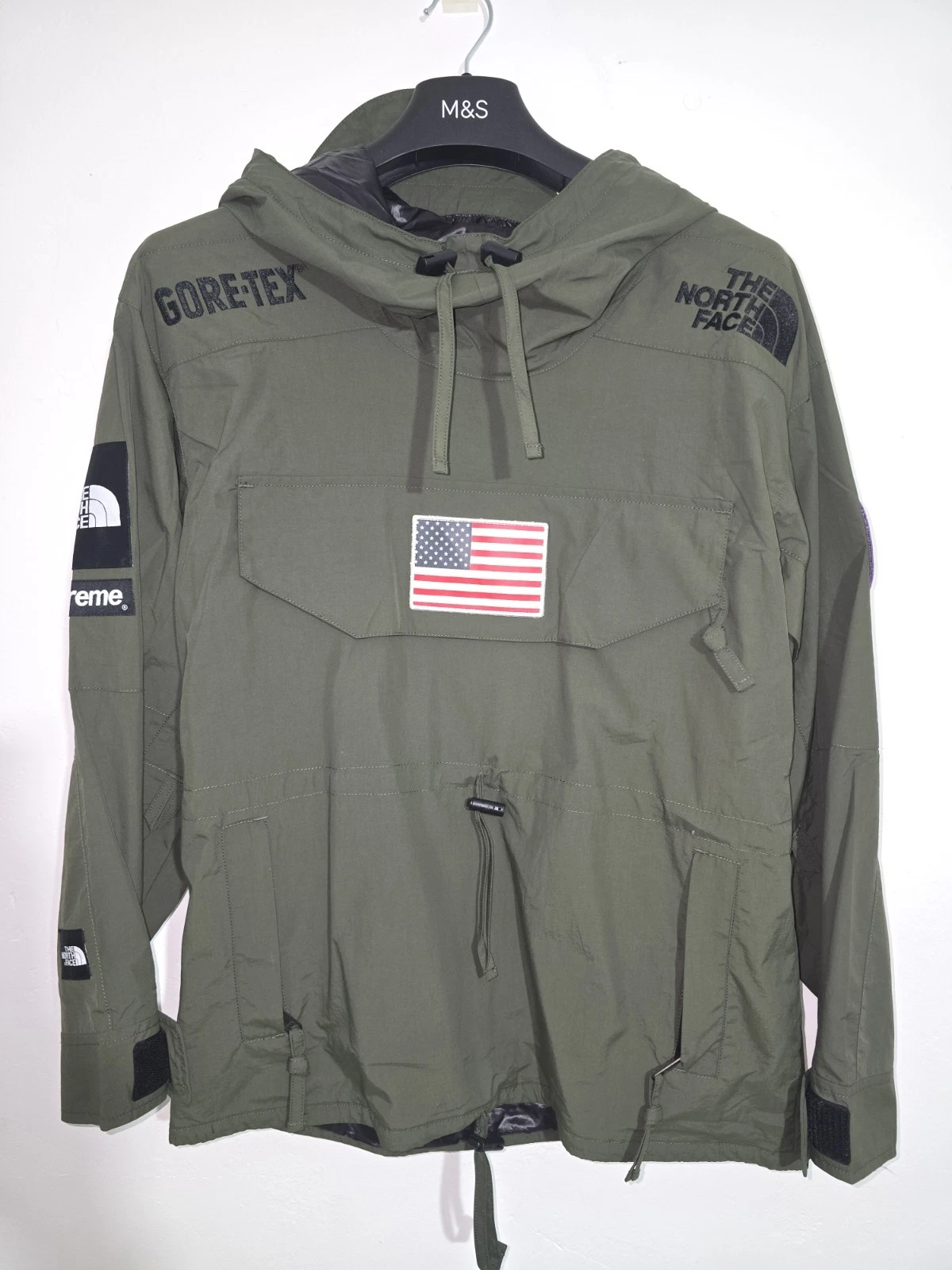 Giacca Pullover Supreme x The North Face Cachi Bandiera Americana Gore Tex S