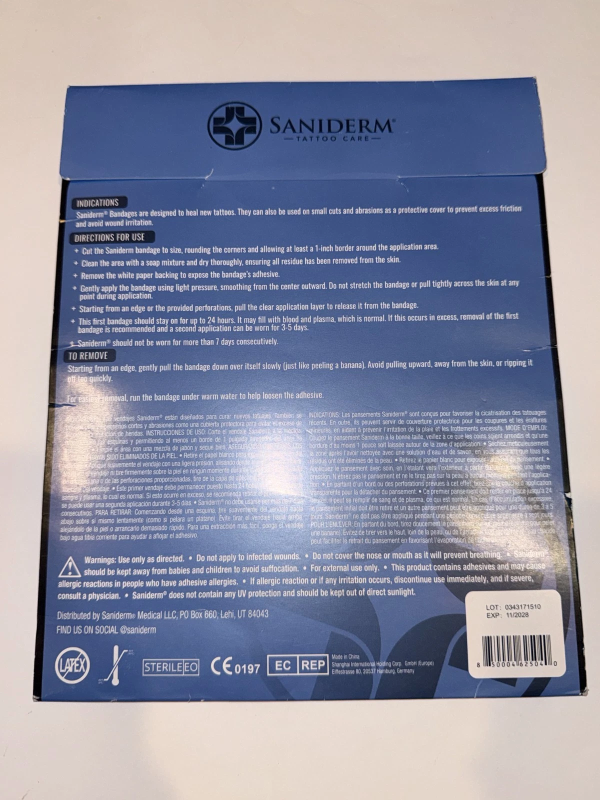 SANIDERM Tattoo Aftercare Adhesive Bandage Sz Medium 6"x8" x3 3pks 9 Total New image 2