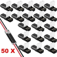50PCS Double-Wire Cable Plug-in Connector with Locking Buckle, AWG 18-22