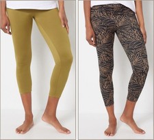 Cuddl Duds Flexwear Cropped Leggings Set 2 Moss/Blk Palm 2X NWOT 1105 