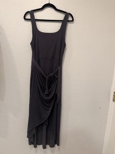 Quince Women’s Dress Tencel Jersey Side Tie Midi Large Carbon Grey - Picture 3 of 8