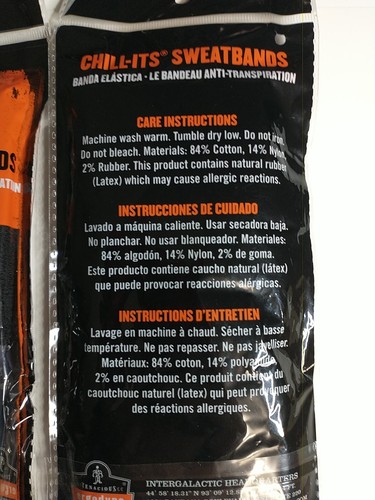 Sweatbands 2pk. of2 Tenacious Ergodyne Work Gear / Black - Picture 4 of 4