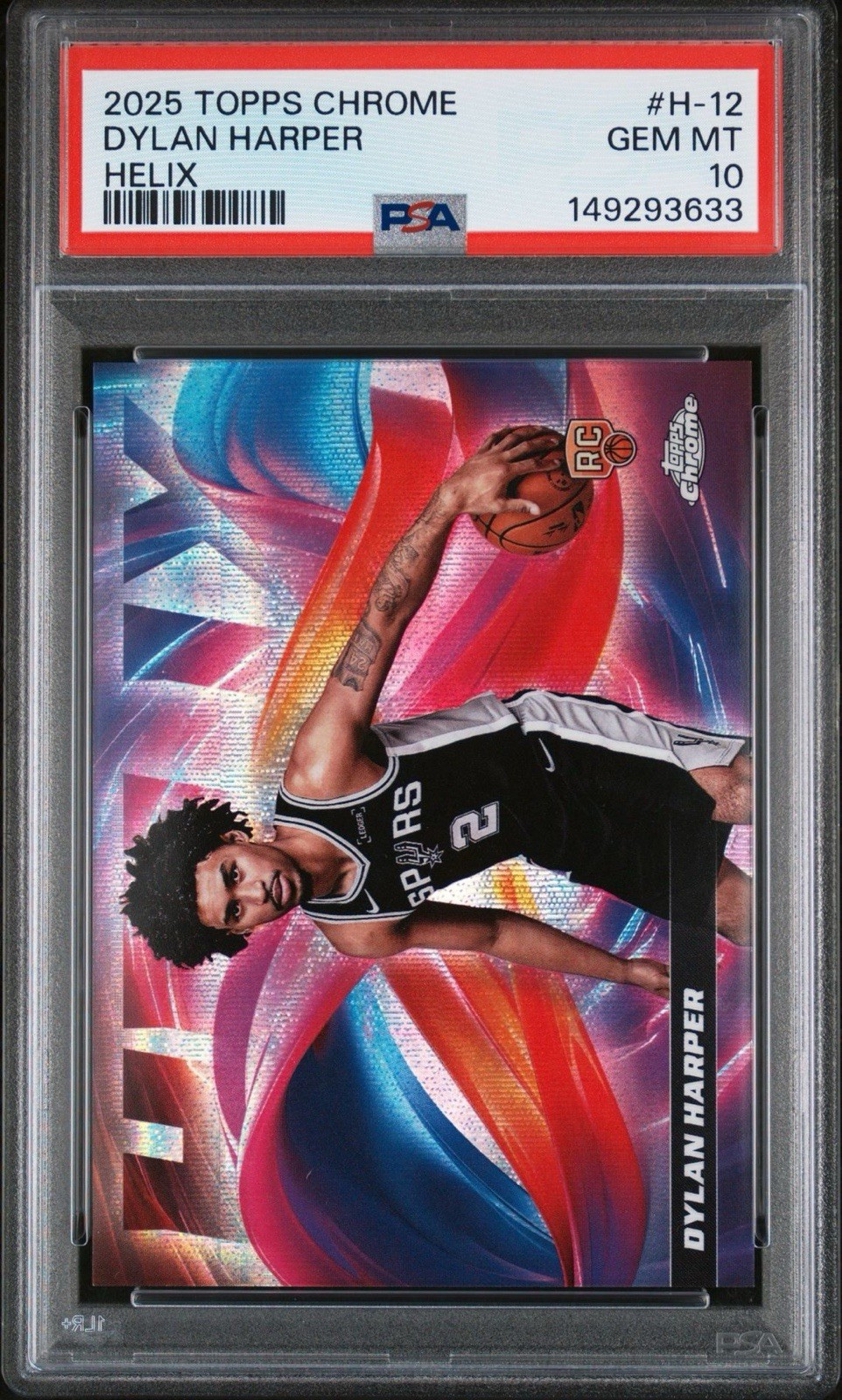 2025-26 Topps Chrome Helix Dylan Harper #H-12 Rookie San Antonio Spurs PSA 10