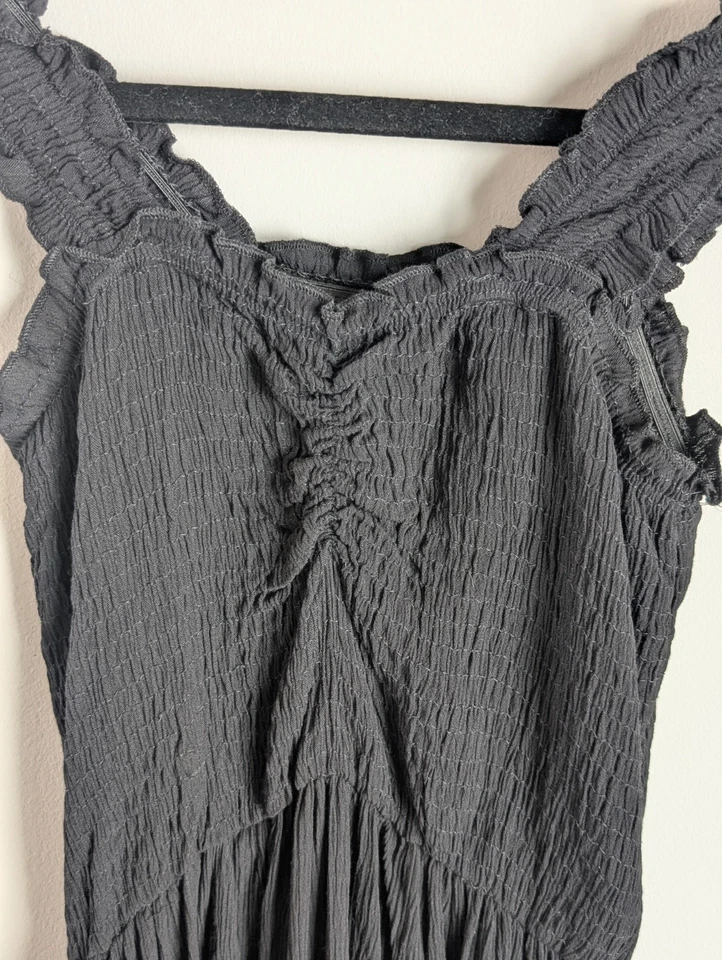 Vestido para mujer Salty Lemon pequeño negro elástico sin mangas talla mediana coqueta boho Foto 4 de 4