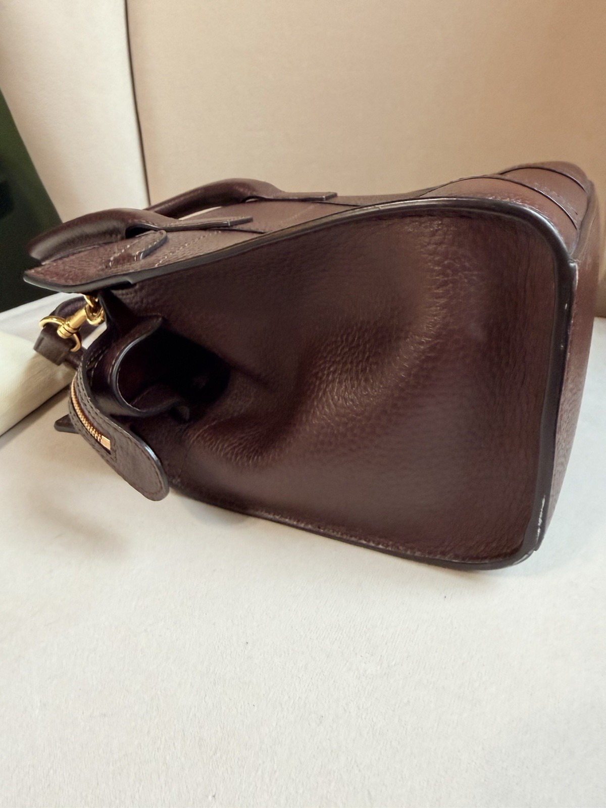Authentic Mulberry Mini Zippered Bayswater Leather Tote In Oxblood Red image 2