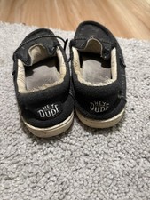 Hey Dude Wally Youth Stretch Black Fabric Slip-On Loafers Kids US 1 EU 33