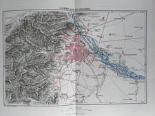 1878 Vienna & Environs Original Antique Map By A. Vuillemin