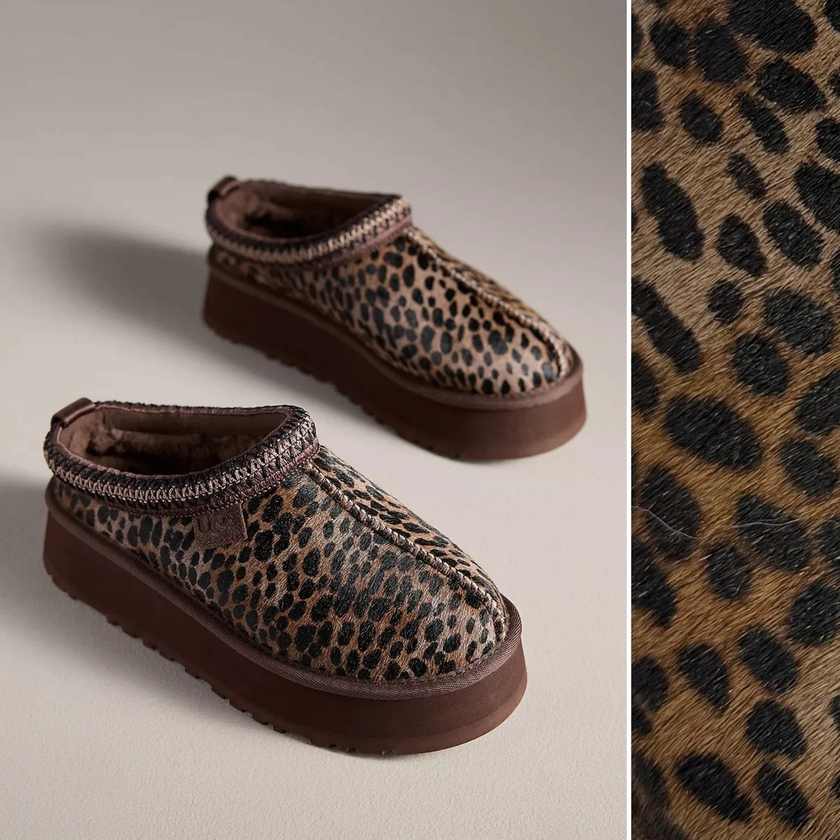 UGG Brown and Black Animal Print Loafers UGG “ I love UGG” fur lined footbed loafers Animal Print  main image 2