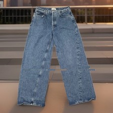 AGOLDE Twist Low Slung Baggy Jean Myth Blue Curved Wide Leg Denim Sz 27 Oversize
