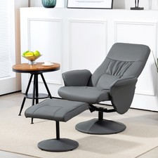 Image of Swivel Recliner with Ottoman PU Leather Reclining Chair and Footrest