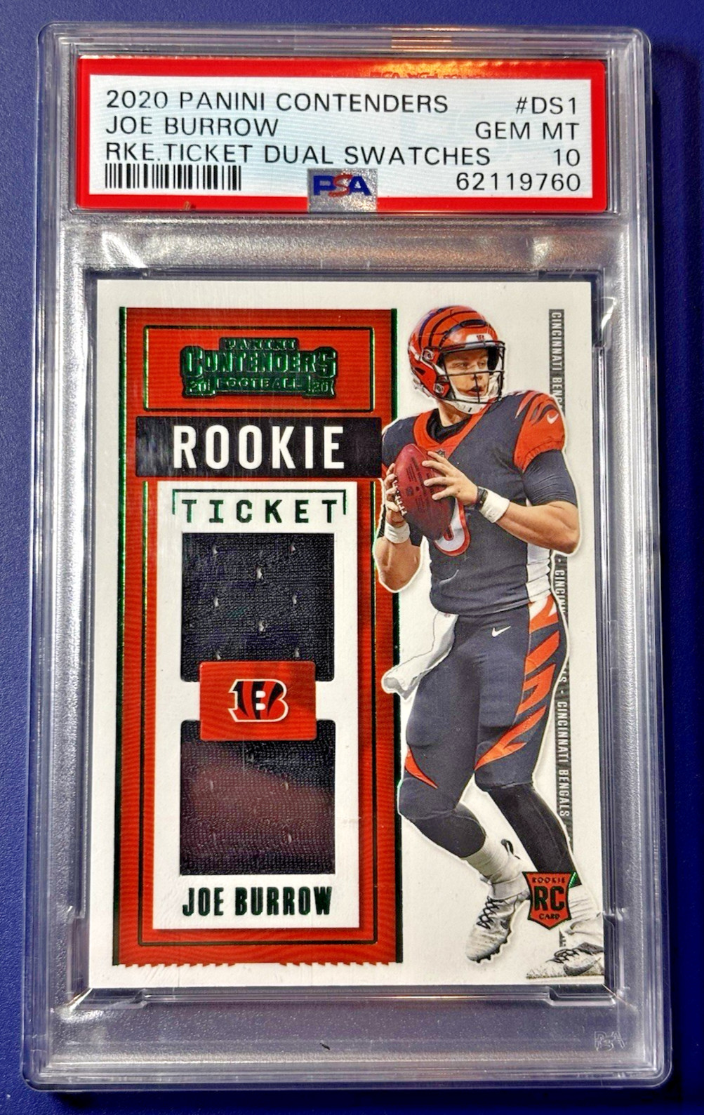 Joe Burrow Panini Contenders Rookie Ticket Dual Swatches #DS1 Base