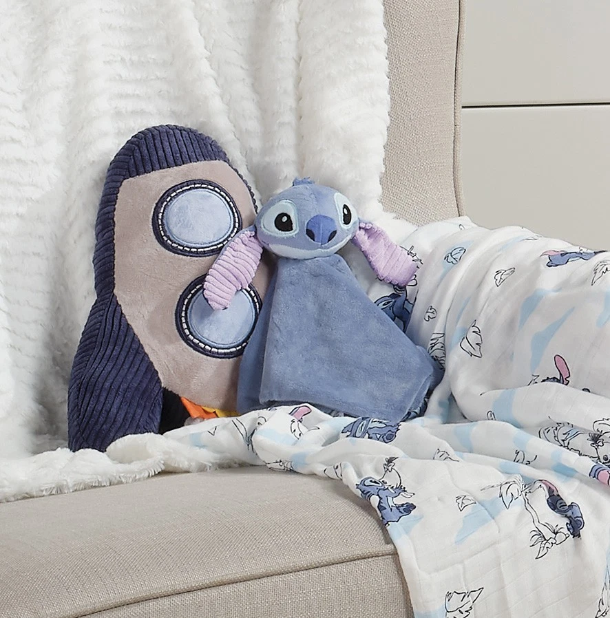 Manta de seguridad de felpa Lambs & Ivy Disney con puntada para bebé/niño pequeño Lovey - azul Foto 4 de 4