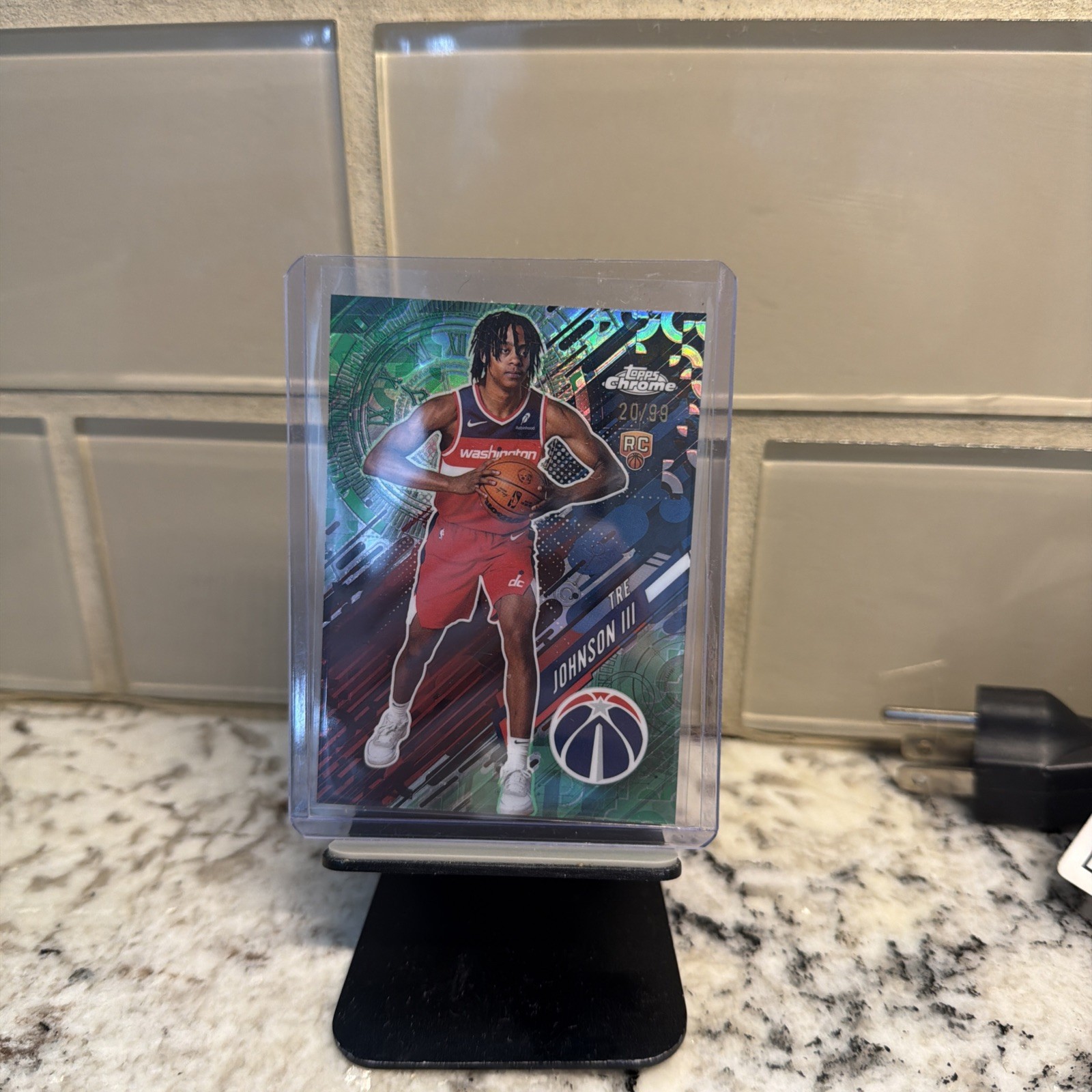 2025-26 Topps Chrome Tre Johnson III RC Go Time Refractor Green /99 Wizards 