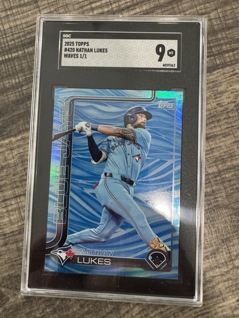 2025 Topps Nathan Lukes….Waves 1/1 Toronto Blue Jays color match