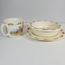 Bunnykins Royal Doulton Childs 3 Piece Set Plate Cereal Bowl Double Handle Cup