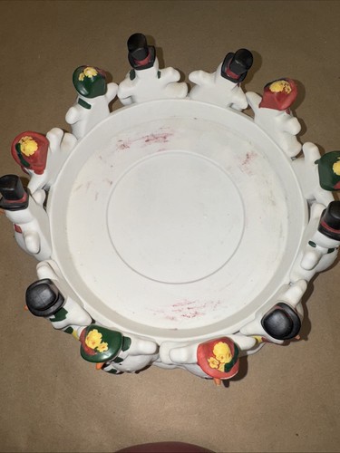 PartyLite Frolicking Frostys Anello 12 Pupazzo di Neve 3 Stoppino Portacandele e Candela Usata - Foto 9 di 11