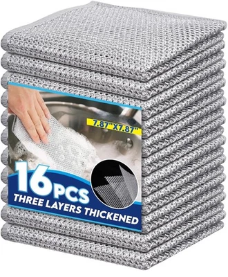16 Pack Non-Scratch Dishwashing Cloth Mesh Knit Cleaning Cloth For Kitchen - Image 1 of 4