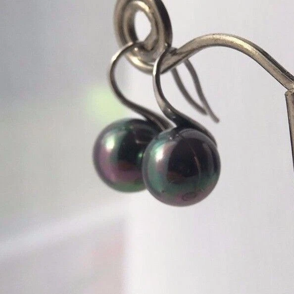 schwarze Ohrringe 925 Sterlingsilber|echte Muchelkernperlen 8mm|Ohrstecker - Bild 4 von 4