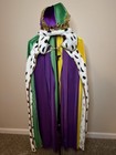 Mardi Gras King Costume Adult Purple Green Gold Royal Cape & Crown Set