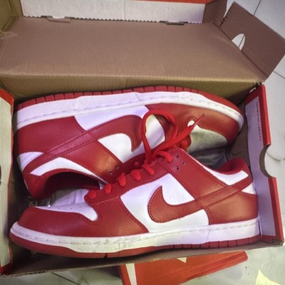 Nike Dunk Low Red White Colorblock Lace Up Men's Low Top Sneaker