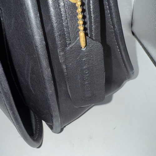 Coach Stewardess Handbag 9525 Vintage Black Leather w/ Shoulder Strap, USA Made - Picture 5 of 14