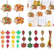 8Pcs Brown Fall Hedgehog Craft Kits Felt Magnet Fall Leafy for DIY Sewing Craft