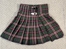 Scottish Designs Tartan Plaid Kilt Men's Size 34 Green Blue Red Buckles