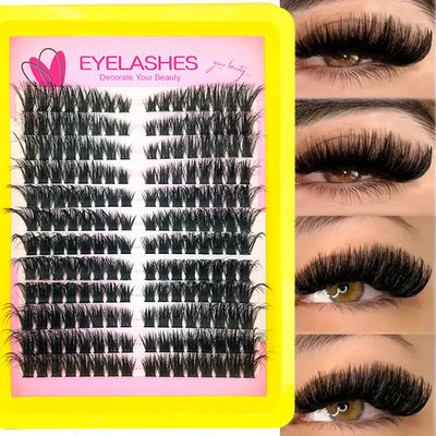 60D80D100D Thick False Eyelashes with Mixed Length, D Curl Cat-Eye Style for a F