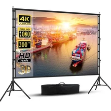 200 inch Projector Screen with Stand,Outside Projection Screen, Portable 16:9...