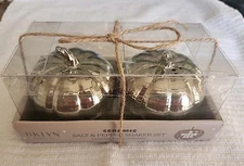 BKLN STEEL Co Ceramic Salt & Pepper Shaker Set - Silver Pumpkins