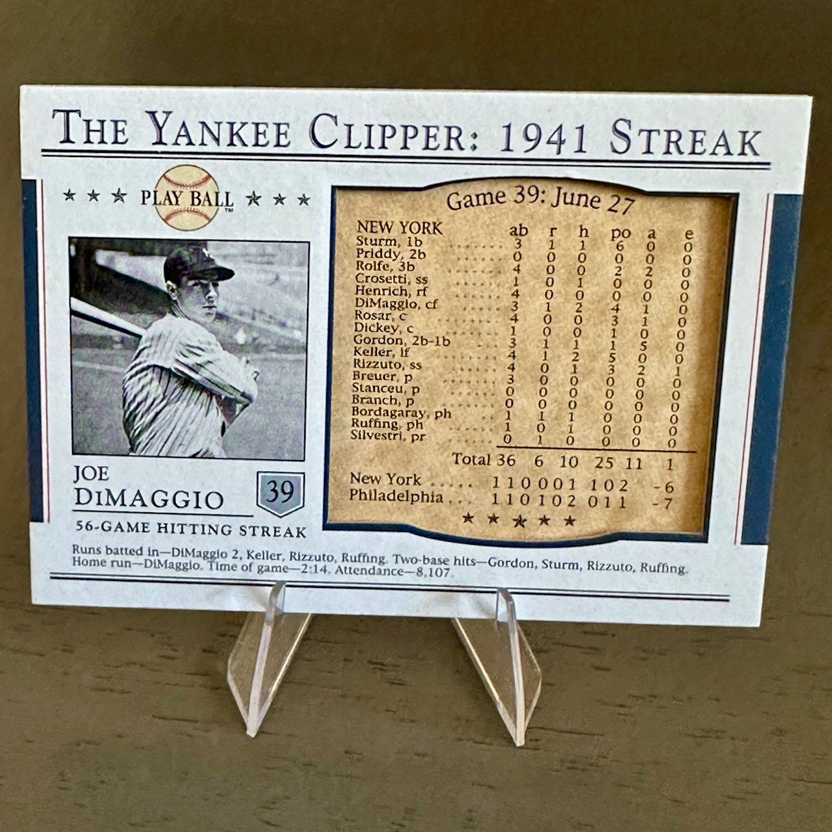 Upper Deck 2003 Play Ball Joe DiMaggio Yankees The Yankee Clipper 1941 S-39