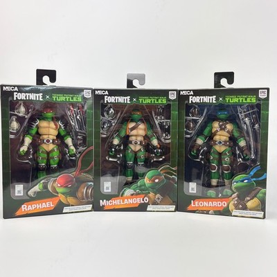 NECA Fortnite x TMNT Raphael Michelangelo Leonardo Action Figure Set 3pk