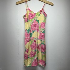 VTG Lilly Pulitzer White Label Silk Lena Dress Floral Butterfly Spaghetti Stap 4