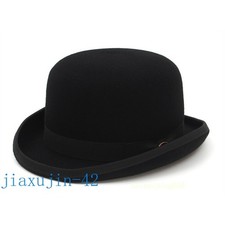 Vintage 100 Wool Mens Black Bowler Hat Fashion Hat Satin Lining 4 Sizes Gifts