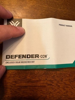 Vortex Defender CCW Enclosed Solar Micro Red Dot Product  Instruction Manual