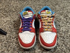 Nike Dunk Low x Fruity Pebbles x LeBron James. Mismatch laces.