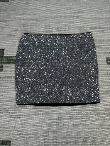 Express Sequin Mini Skirt Womens Large Gray Straight And Pencil Lined Casual New