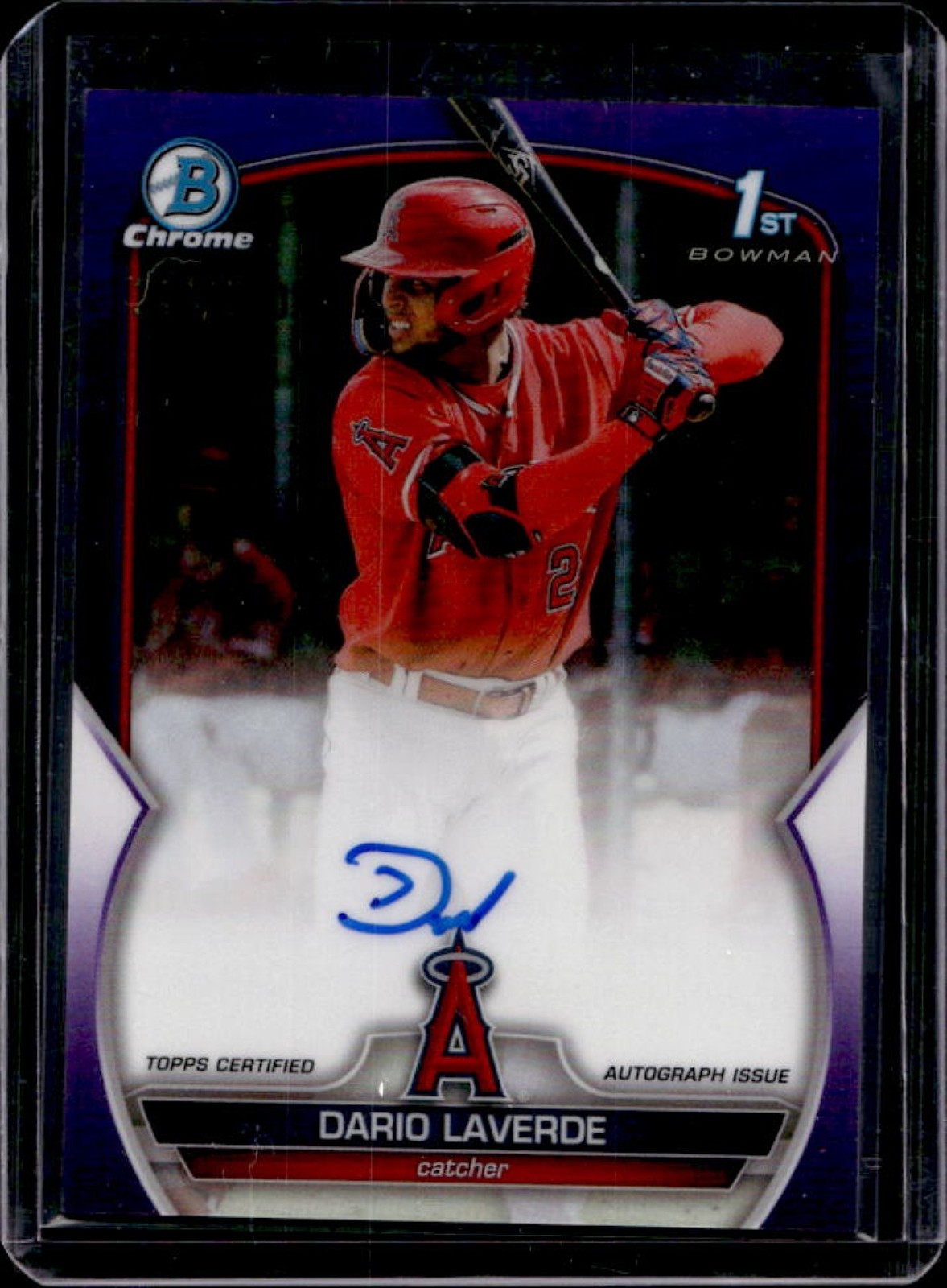 2023 Bowman Chrome Dario Laverde Auto Purple Refractor 1st #/250 Angels