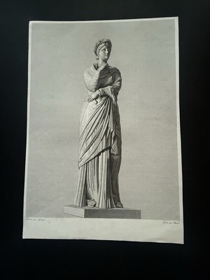 Antike Gravur Ceres Eleusine Statue Die griechische Göttin der Landwirtschaft.