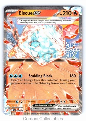 Eiscue ex 042/197 Snowflake Stamped Promo Obsidian Flames Pokemon Near Mint