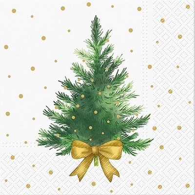 Set Of 20 Luncheon Golden Joy Christmas Tree Napkins #AB-88-TL-236500