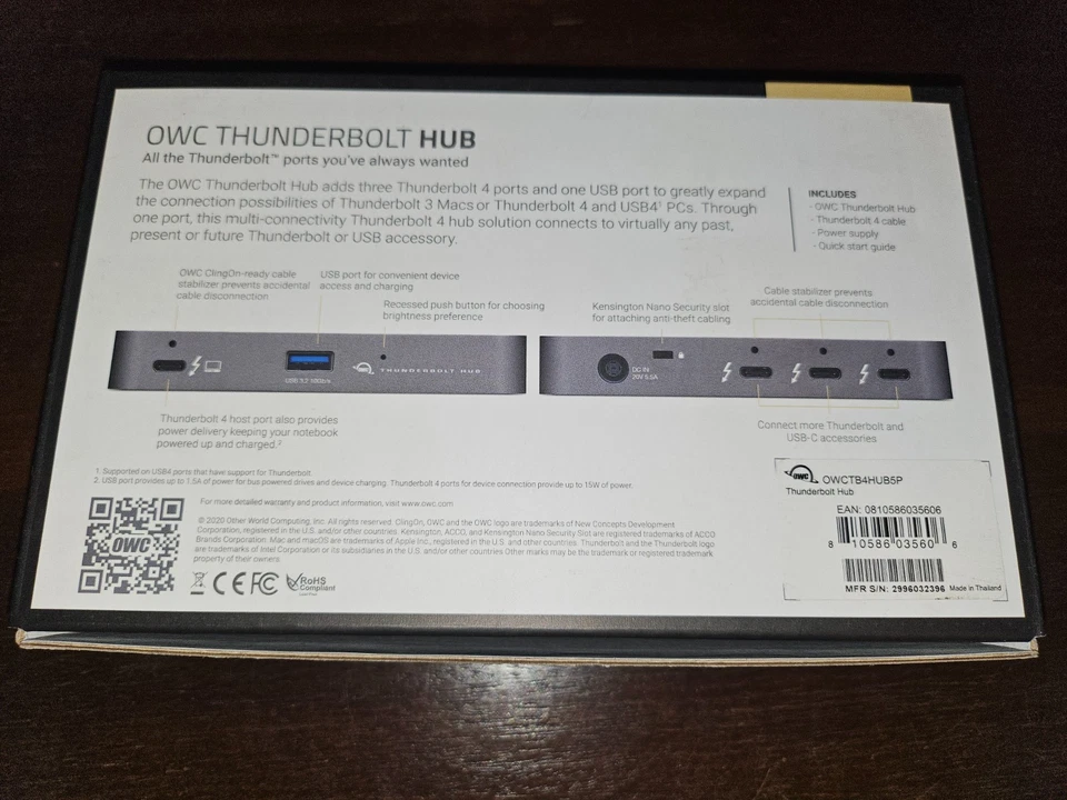 OWC 5 Port Thunderbolt Hub - 60W Charging, (3) Thunderbolt 4 (USB-C) Ports NEW - Image 2 of 3