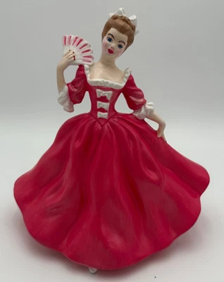 Vintage Victorian Lady Dancing Pink Ball Gown Porcelain Figurine Large - Image 1 of 4