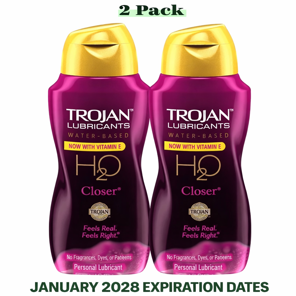 Lot 2 Trojan H2O Closer Personal Lubricant 5.5 oz Water-Based Lube Sex EXP  2028