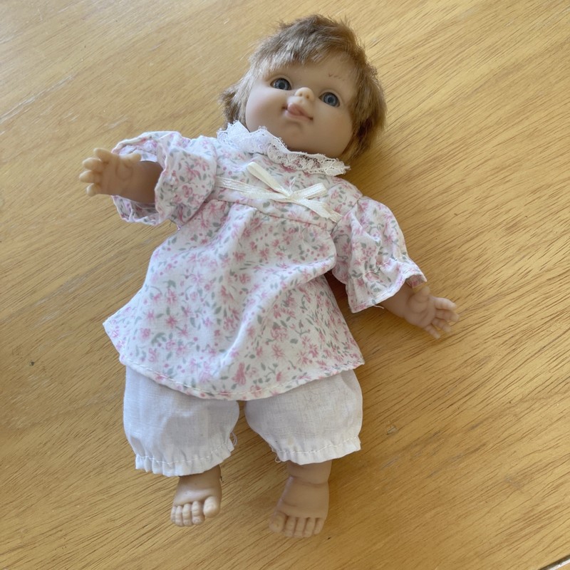 Vintage Berenguer Toddler DOLL Girl Tongue Out Plush Body 6 1/2”