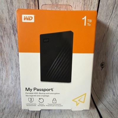 WD My Passport 1TB USB 3.2 Gen 1 External Hard Drive, Black