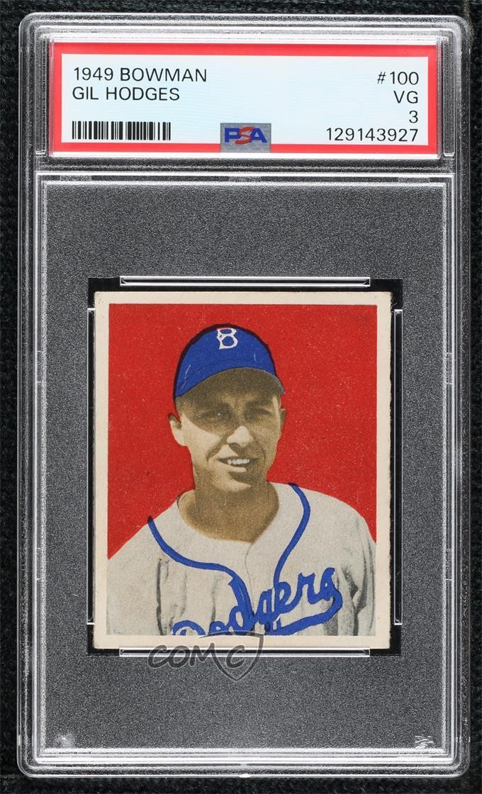 1949 Bowman Gray Back Gil Hodges #100 PSA 3 HOF 0y9e