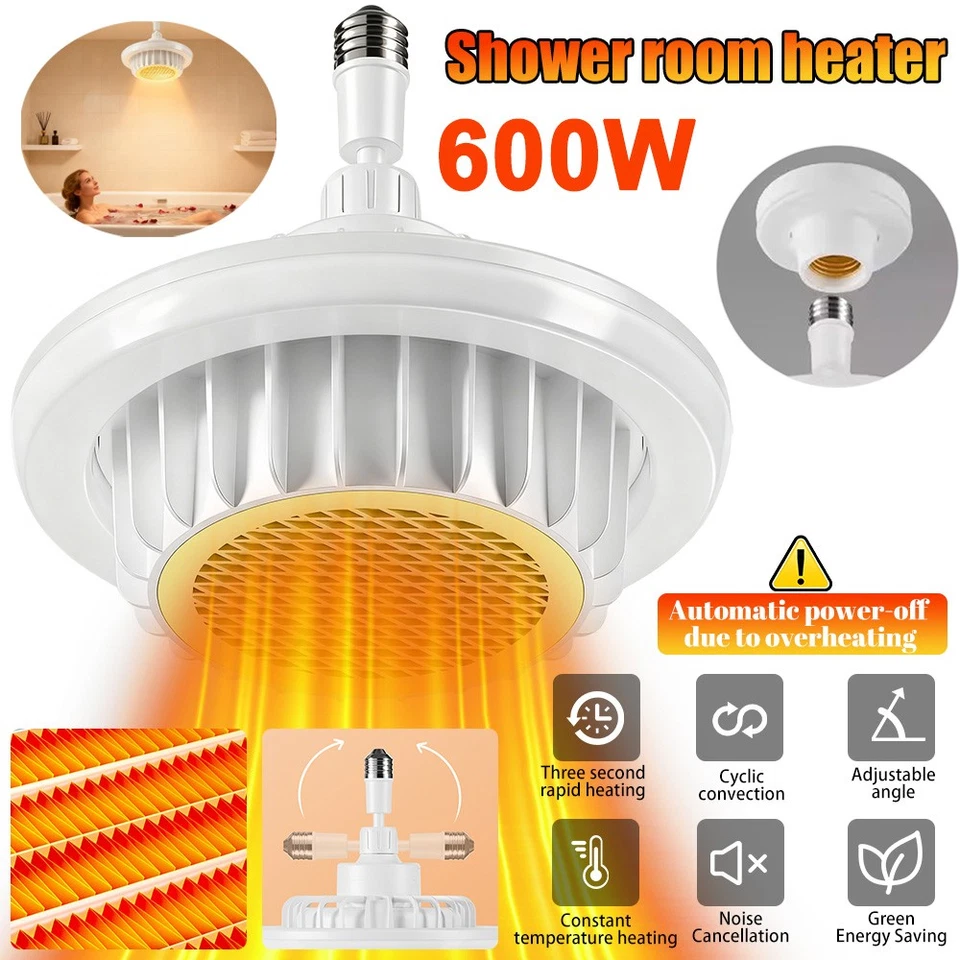 Ventilador de escape de baño 600W con luz calefactora lámpara ventilador de techo con control remoto Foto 2 de 4