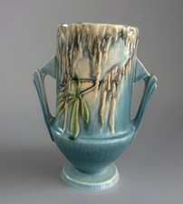 Vintage Art Deco Original Roseville Moss 774-6 Vase Blue Green 6.5 Ins H